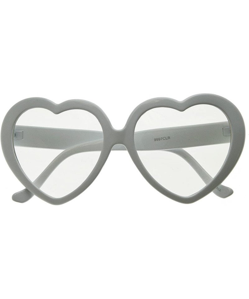 Oversized Womens Oversized Heart Shaped Clear Lens Sunglasses (White) - CN11J49XOFD $12.32