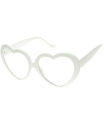 Oversized Womens Oversized Heart Shaped Clear Lens Sunglasses (White) - CN11J49XOFD $12.32