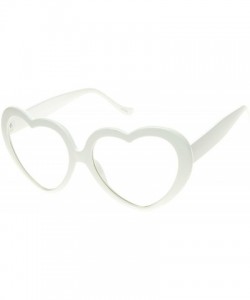 Oversized Womens Oversized Heart Shaped Clear Lens Sunglasses (White) - CN11J49XOFD $12.32