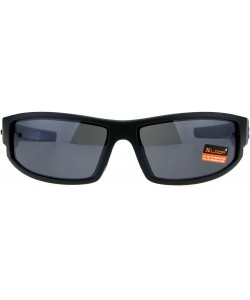 Rectangular Xloop Mens Sunglasses Wrap Around Rectangular Biker Flame Design - Black Blue (Black) - CR18I40OTY2 $12.28