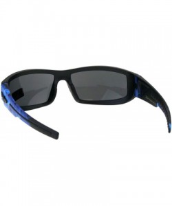 Rectangular Xloop Mens Sunglasses Wrap Around Rectangular Biker Flame Design - Black Blue (Black) - CR18I40OTY2 $12.28