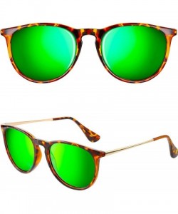 Round Leopard Round Sunglasses Retro Leopard Sunglasses Leopard Sunglasses for Women - Green - CN190U2NDQ7 $11.03