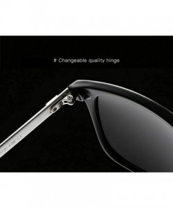 Square Polarized Sunglasses for Men Women-Classic Style- Aluminum Frame UV Protection 8078 - Black - CY198QURRNX $8.34