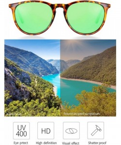 Round Leopard Round Sunglasses Retro Leopard Sunglasses Leopard Sunglasses for Women - Green - CN190U2NDQ7 $11.03