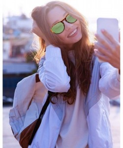 Round Leopard Round Sunglasses Retro Leopard Sunglasses Leopard Sunglasses for Women - Green - CN190U2NDQ7 $11.03