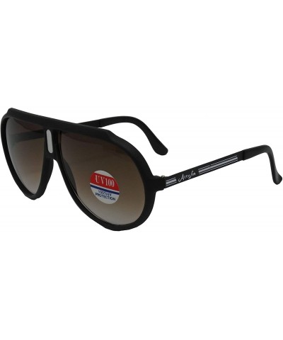 Aviator 1970's and 1980's Era Vintage Aviator Style Sunglasses for Men and Women - Black With Silver Logo - CY18YGHUA20 $31.51
