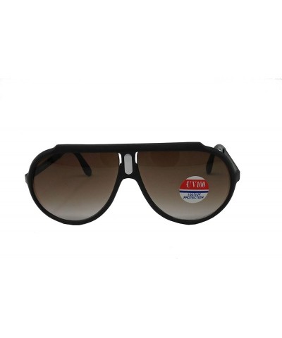 Aviator 1970's and 1980's Era Vintage Aviator Style Sunglasses for Men and Women - Black With Silver Logo - CY18YGHUA20 $19.30