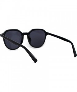 Rectangular Mod Plastic Horn Rim Retro Round Rectangular Sunglasses - All Black - CO196IMIIQO $10.23