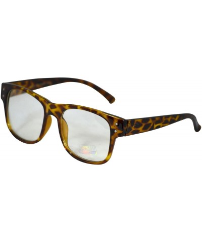 Square Fashion Glasses for Men Women Retro Pop Color Frame Clear Lens - Square Tortoise - CG11KCKV4TV $9.64