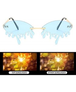 Wrap Color Lens Sunglasses Stylish Sunnies Eyewear Metal Sunglasses - 5016 - Blue(gold Frame) - C619CGMCT6L $12.10