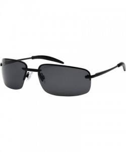 Semi-rimless Men's Metal Semi-Rimless Sports Sunglasses 25124S - Matte Black - CN12J6TK1S3 $10.59