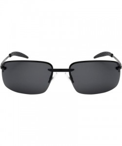 Semi-rimless Men's Metal Semi-Rimless Sports Sunglasses 25124S - Matte Black - CN12J6TK1S3 $10.59