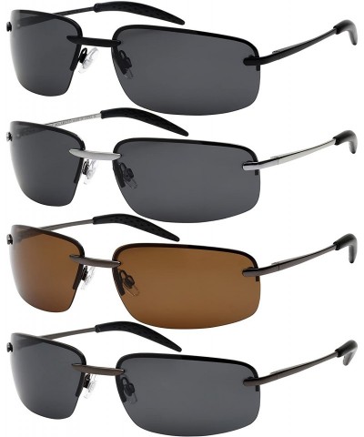 Semi-rimless Men's Metal Semi-Rimless Sports Sunglasses 25124S - Matte Black - CN12J6TK1S3 $10.59