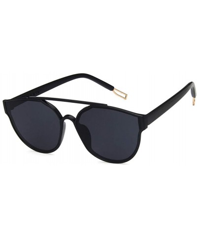 Oval Women Sunglasses Retro Bright Black Grey Drive Holiday Oval Non-Polarized UV400 - Bright Black Grey - CG18RLXD3M0 $19.92