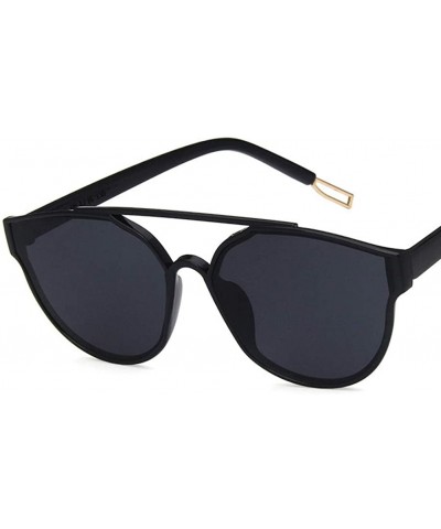 Oval Women Sunglasses Retro Bright Black Grey Drive Holiday Oval Non-Polarized UV400 - Bright Black Grey - CG18RLXD3M0 $9.48