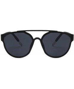 Oval Women Sunglasses Retro Bright Black Grey Drive Holiday Oval Non-Polarized UV400 - Bright Black Grey - CG18RLXD3M0 $21.10