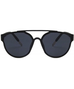Oval Women Sunglasses Retro Bright Black Grey Drive Holiday Oval Non-Polarized UV400 - Bright Black Grey - CG18RLXD3M0 $21.10