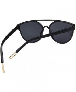 Oval Women Sunglasses Retro Bright Black Grey Drive Holiday Oval Non-Polarized UV400 - Bright Black Grey - CG18RLXD3M0 $21.10