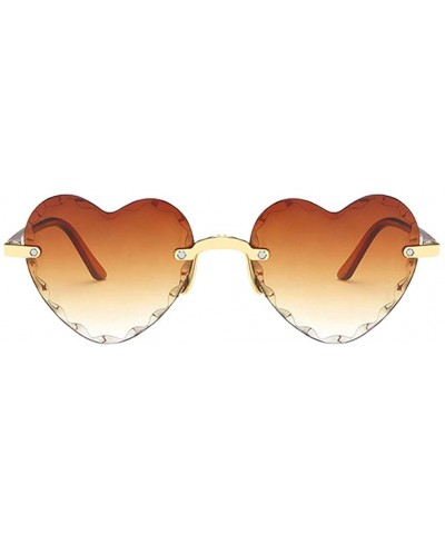 Shield Unisex Fashion Men Women Eyewear Casual Heart Shaped Frameless Sunglasses - C - C3190L5UGEZ $7.47