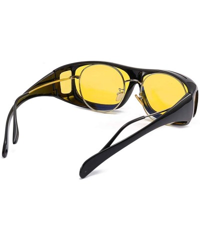 Goggle 2PCS High Definition Night Vsion Driving Sunglasses Wrap Around Glasses with Anti Reflective Coating - C91806SW2LO $19.31