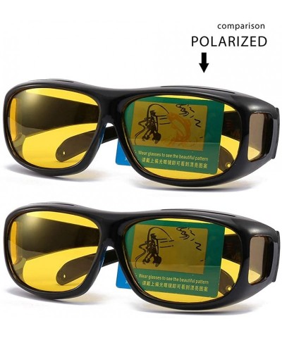 Goggle 2PCS High Definition Night Vsion Driving Sunglasses Wrap Around Glasses with Anti Reflective Coating - C91806SW2LO $19.31