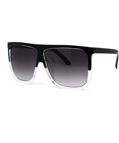 Oversized Womens Oversize Flat Top Retro Boyfriend Mobster Sunglasses - Black Clear Smoke - CU195KKMS2L $8.54