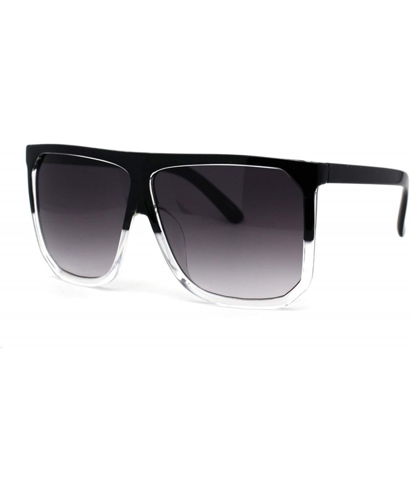 Oversized Womens Oversize Flat Top Retro Boyfriend Mobster Sunglasses - Black Clear Smoke - CU195KKMS2L $8.54