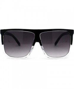 Oversized Womens Oversize Flat Top Retro Boyfriend Mobster Sunglasses - Black Clear Smoke - CU195KKMS2L $8.54