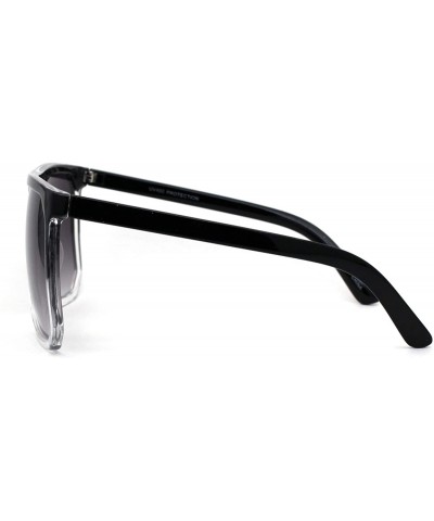 Oversized Womens Oversize Flat Top Retro Boyfriend Mobster Sunglasses - Black Clear Smoke - CU195KKMS2L $8.54