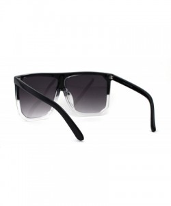 Oversized Womens Oversize Flat Top Retro Boyfriend Mobster Sunglasses - Black Clear Smoke - CU195KKMS2L $8.54