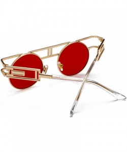 Oversized Women Men Retro Round Glasses Hollow Sunglasses Reflective Lens Metal Frame Sunglasses - Ocean Red - C018TRQL9R8 $1...