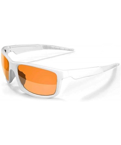 Sport Retro 2.0 Sport Fashion Sunglasses White Frame with High Definition Amber Lens - CF18MIMWD0G $20.15