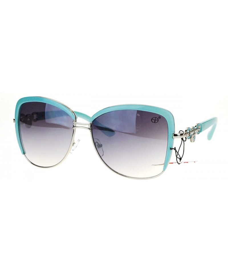 Oversized Vintage Designer Oversized Square Butterfly Frame Womens Sunglasses - Blue - CO11UTS3C05 $13.70