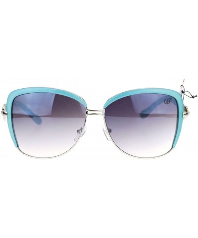 Oversized Vintage Designer Oversized Square Butterfly Frame Womens Sunglasses - Blue - CO11UTS3C05 $13.70