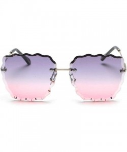 Rimless Fashion Sunglasses For Women Frameless Diamond Cutting Colorful Lens gradient Square Frame sunglasses - C918WSW9WKG $...