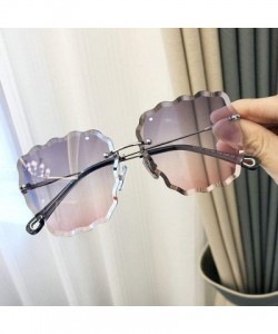 Rimless Fashion Sunglasses For Women Frameless Diamond Cutting Colorful Lens gradient Square Frame sunglasses - C918WSW9WKG $...