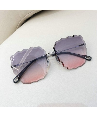 Rimless Fashion Sunglasses For Women Frameless Diamond Cutting Colorful Lens gradient Square Frame sunglasses - C918WSW9WKG $...