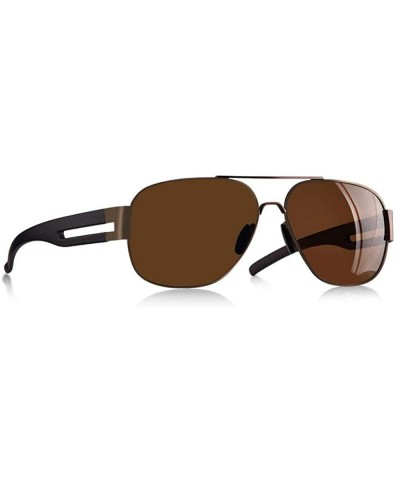 Oversized Men's Sunglasses Brand Design Metal Frame TR90 Temple Oversized C1Black - C5brown - CW18XAK0Y6M $36.84