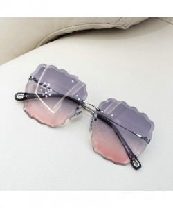 Rimless Fashion Sunglasses For Women Frameless Diamond Cutting Colorful Lens gradient Square Frame sunglasses - C918WSW9WKG $...