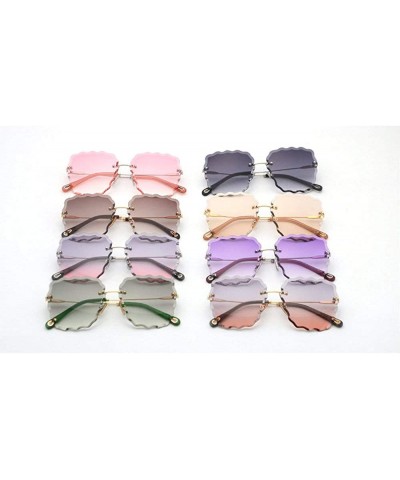 Rimless Fashion Sunglasses For Women Frameless Diamond Cutting Colorful Lens gradient Square Frame sunglasses - C918WSW9WKG $...