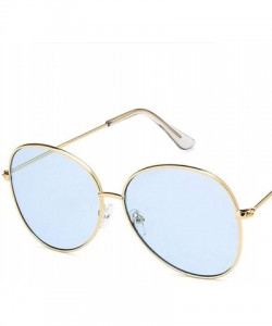 Oval Unisex Sunglasses Retro Gold Grey Drive Holiday Oval Non-Polarized UV400 - Gold Blue - CC18REA54W2 $17.48