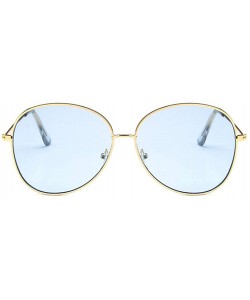 Oval Unisex Sunglasses Retro Gold Grey Drive Holiday Oval Non-Polarized UV400 - Gold Blue - CC18REA54W2 $17.48