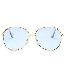 Oval Unisex Sunglasses Retro Gold Grey Drive Holiday Oval Non-Polarized UV400 - Gold Blue - CC18REA54W2 $7.59