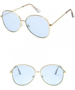 Oval Unisex Sunglasses Retro Gold Grey Drive Holiday Oval Non-Polarized UV400 - Gold Blue - CC18REA54W2 $7.59