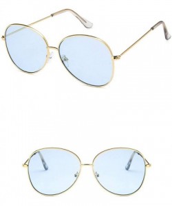 Oval Unisex Sunglasses Retro Gold Grey Drive Holiday Oval Non-Polarized UV400 - Gold Blue - CC18REA54W2 $17.48