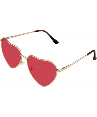 Oversized Heart Sunglasses Shaped Retro Festival Color Tinted Lenses Metal Frame Sunglasses for Women - C8197XX36GD $8.28