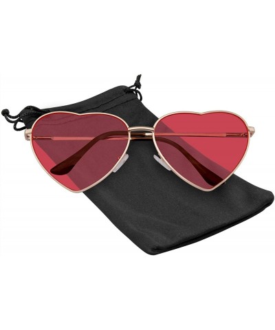 Oversized Heart Sunglasses Shaped Retro Festival Color Tinted Lenses Metal Frame Sunglasses for Women - C8197XX36GD $8.28