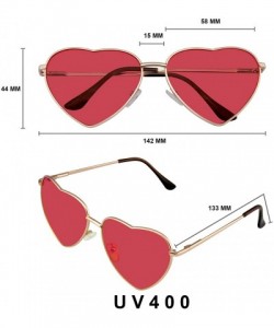 Oversized Heart Sunglasses Shaped Retro Festival Color Tinted Lenses Metal Frame Sunglasses for Women - C8197XX36GD $8.28