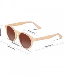 Oversized Polarized Retro Round Style Acetate Full Frame Sunglasses For Men Women UV400 Protection - Brown Lens/Beige Frame -...