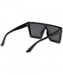Aviator Male Flat Top Sunglasses Men Brand Square Shades UV400 Gradient Sun Glasses Cool One Piece Designer - Silver - CV198A...